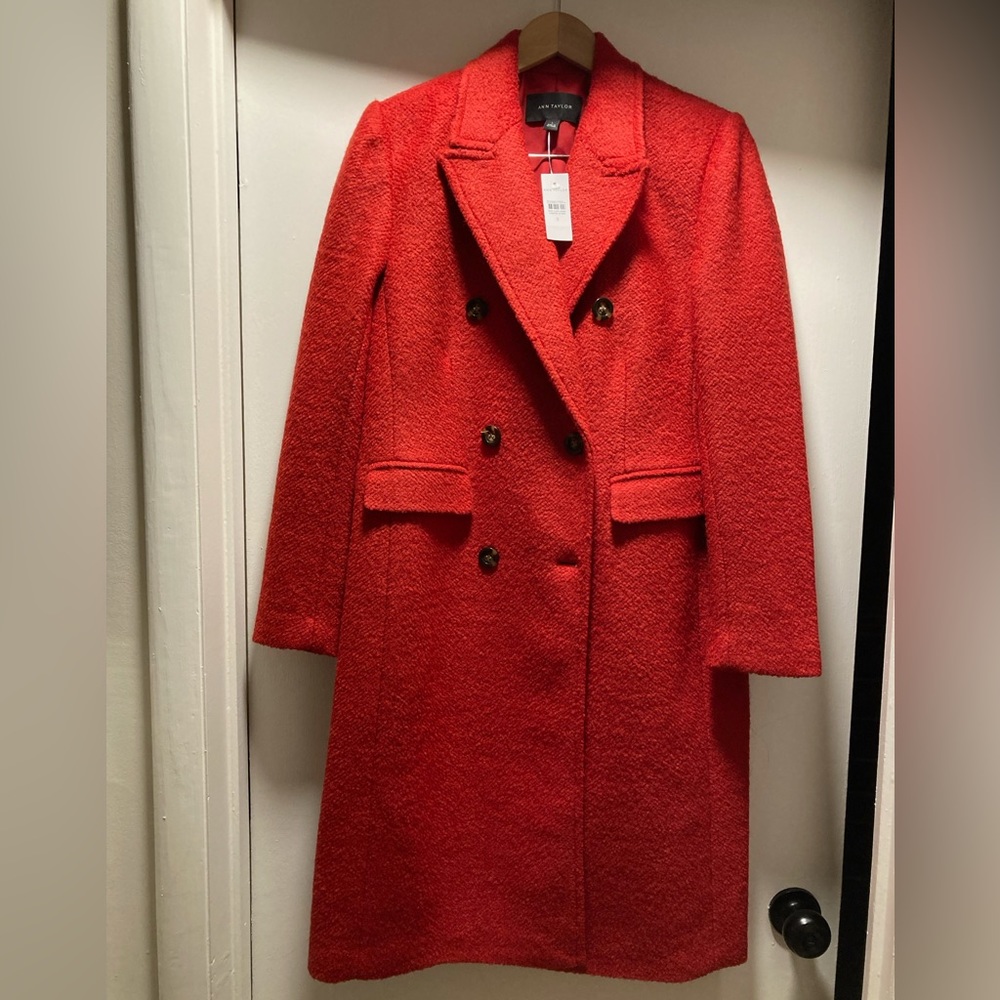NWT Ann Taylor red boucle coat